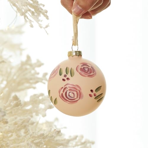 DN Deconation Pink & Green 4-Pack Christmas Glass Ball Ornaments 3.14"