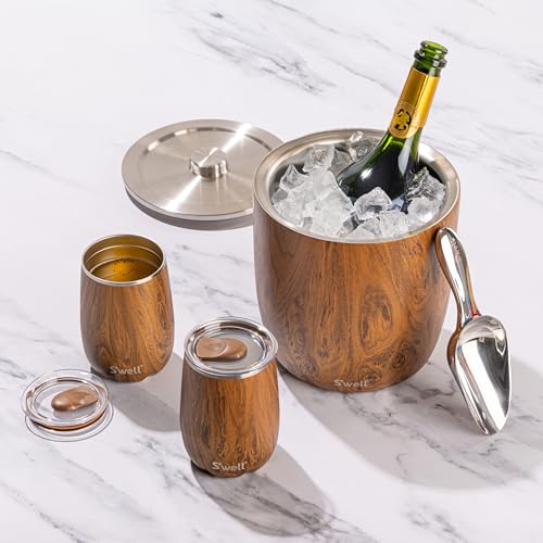 Stainless Steel Ice Bucket XL 100oz with Lid & Scoop - Keeps Ice Cold 60 Hours