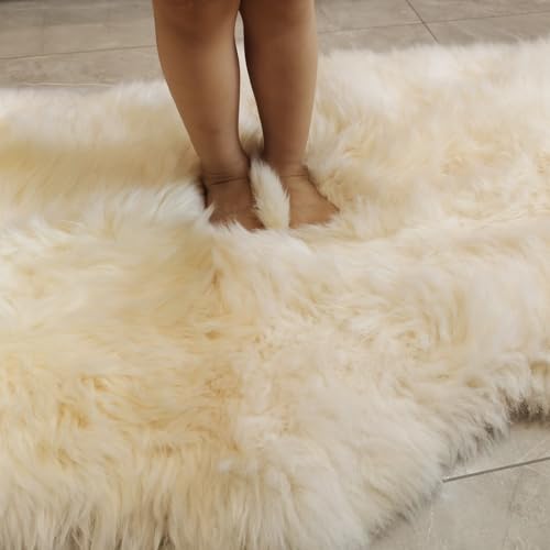 Australian Sheepskin Rug 2x3 ft Natural White Lambskin Area Rug - Oblong