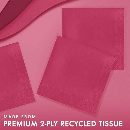 Creative Converting Hot Magenta 50 Count 2-Ply Lunch Napkins - 12.88" x 12.88"