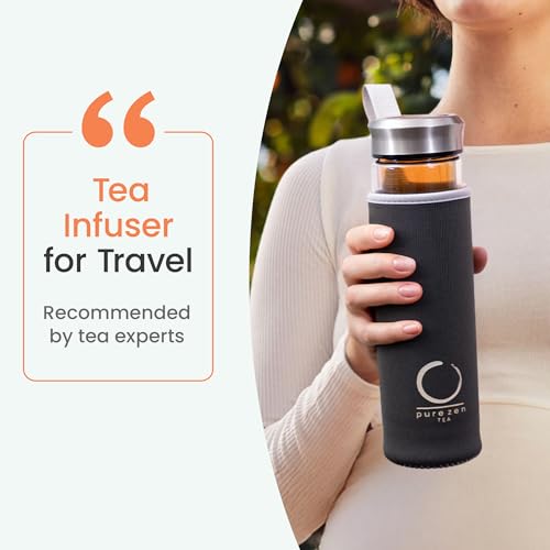 13 oz Tea Infuser Bottle with Stainless Steel Filter - Travel Tea Water Bottle Gift Set