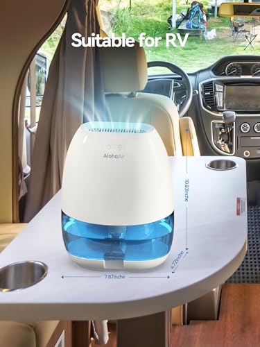 Small Dehumidifier for Home & Bedroom, Auto Shut Off, 34 OZ, White - Portable Moisture Absorber