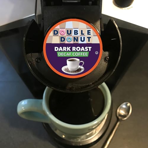 Double Donut Decaf Dark Roast Coffee Pods 80 Count - Extra Bold, Recyclable K-Cups for Keurig