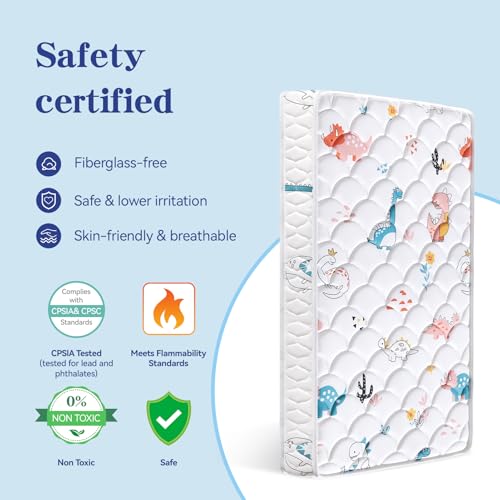 Letmxiu 5-Inch Hypoallergenic Crib & Toddler Mattress - Dinosaur Party Variant