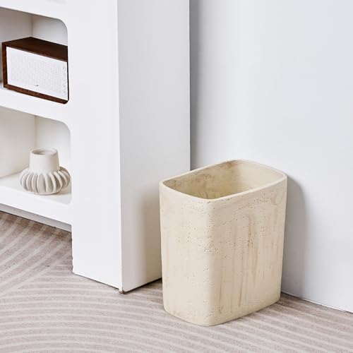 Polytree Natural Travertine Textures Yellow Stone Small Bathroom & Kitchen Trash Can 1.8 Gallon
