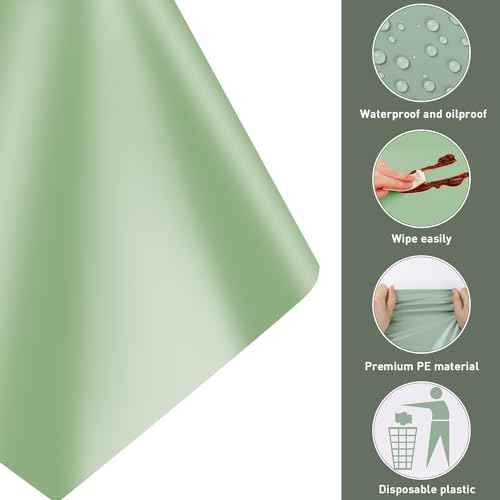 4Pcs Sage Green Plastic Tablecloths for Rectangle Tables, Plastic Table Cover Disposable Light Green Table Cloths for Wedding Birthday Baby Shower Anniversary Christmas Party Decorations (54 x108")