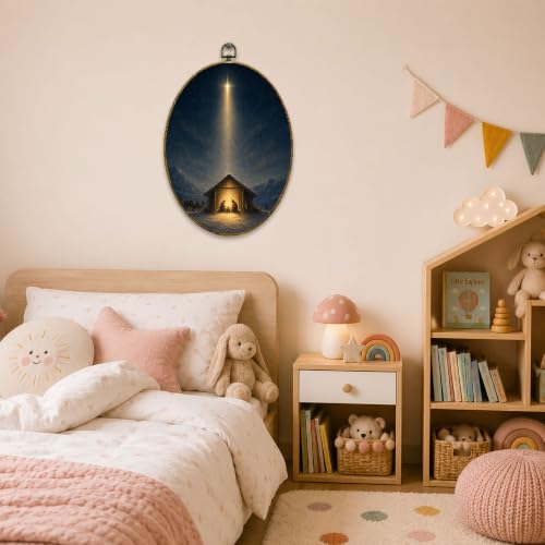 Nativity Star Oval Wall Art - HPCHENG Nativity Star, Religious Christmas Decor