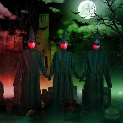 3PCS 5.6FT Halloween Decorations Outdoor Decor Witches Yard Holding
