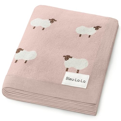 Pink Sheep Baby Receiving Blanket - 100% Cotton Cozy Swaddler for Newborns & Toddlers - Light Pink, 36x32 inches