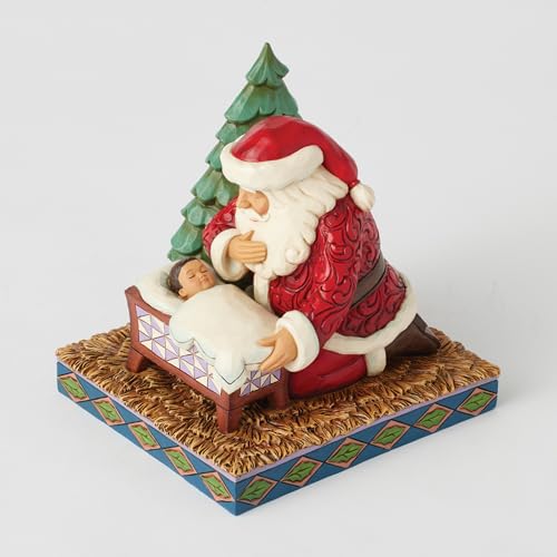 Santa Kneeling by Baby Jesus Figurine - Jim Shore Heartwood Creek, 5.7"