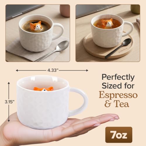 Surprise Cat Mug - Ceramic Coffee Cup with Hidden 3D Kitten, 7 oz