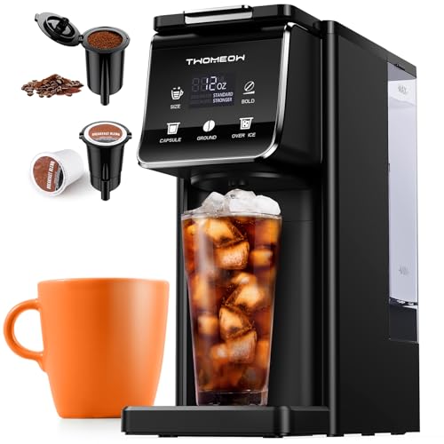 TWOMEOW Black Single Cup Coffee Maker - Hot & Iced, K-Cup & Grounds, 52 oz