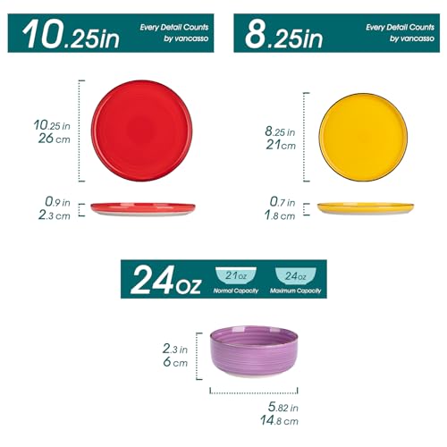 Vancasso Bonita Multicolor Stoneware Dinnerware Set for 4 - 12 Pieces, Microwave & Dishwasher Safe