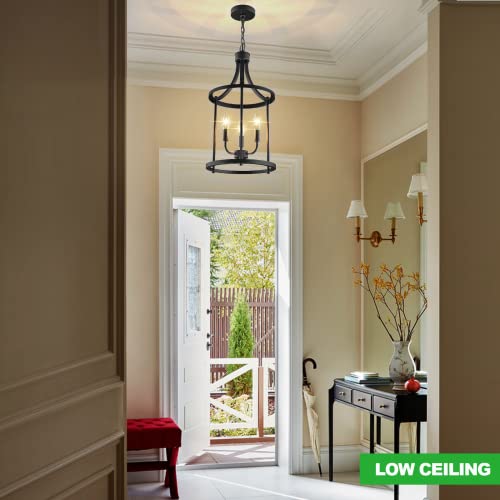 PARTPHONER 3-Light Farmhouse Black Pendant Light Fixture - Open Frame Kitchen & Dining Chandelier