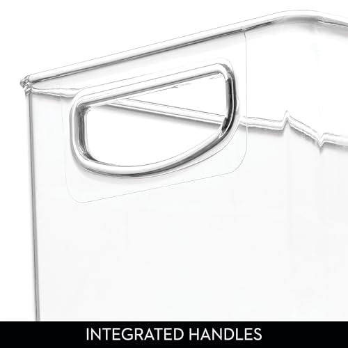 Stackable Pantry Storage Bins with Handles - Set of 4, Clear