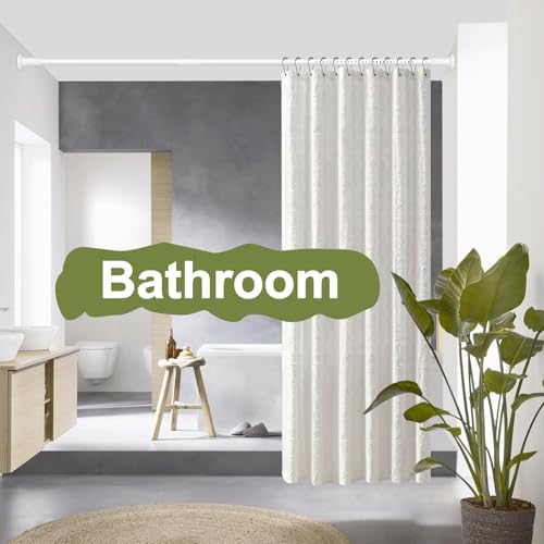 White Tension Curtain Rod 51-165In Adjustable No-Drill Support Rustproof