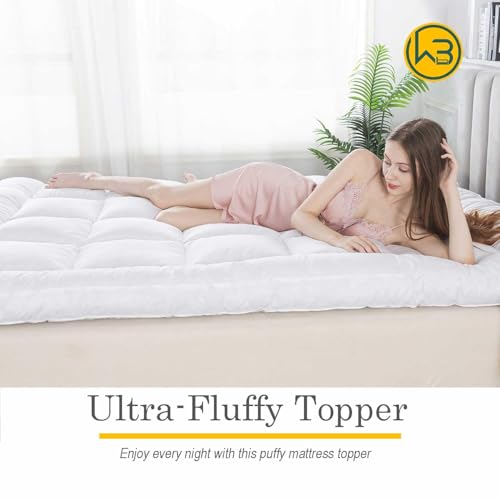WhatsBedding White Full 3-Inch Duck Feather Memory Foam Mattress Topper