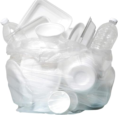 12-16 Gallon Clear Trash Bags - 8 Micron High Density Garbage Bags, 1000 Count, Leak-Proof Star Seal, Janitorial & Recycling Use - Variation: Clear / 12-16 Gal, 8 Micron Equiv, 1000 Count