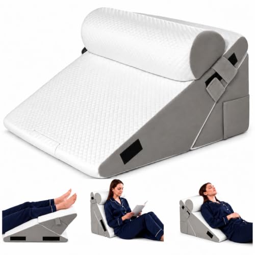 Adjustable 10-in-1 Wedge Pillow Set for Sleep Apnea Acid Reflux Back Support