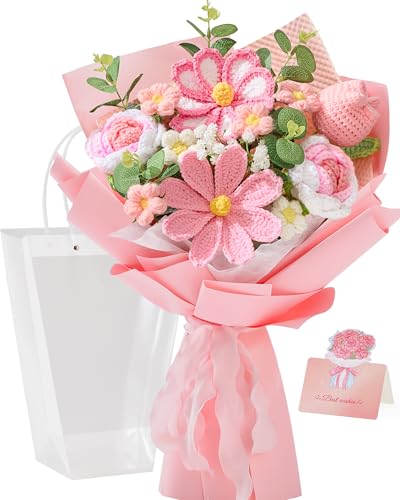 Pink Handmade Crochet Flower Bouquet - Large Gift for Mother's Day & Special Occasions