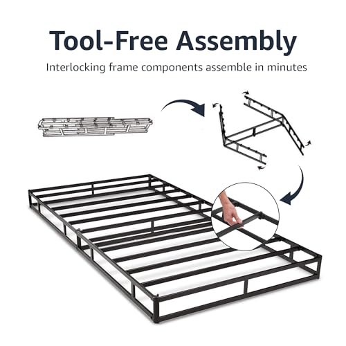 Full Size Amazon Basics 7-Inch Sturdy Bed Base - Easy Tool-Free Assembly, White