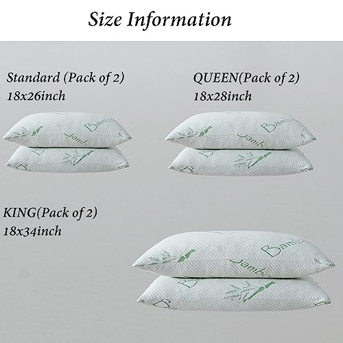King Size Memory Foam Pillow Set of 2 - Adjustable Firm Support with Cooling Cover