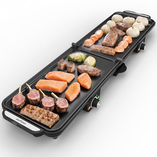 Sunvivi 38'' Large Electric Griddle with Nonstick Surface & Dual Temp Control