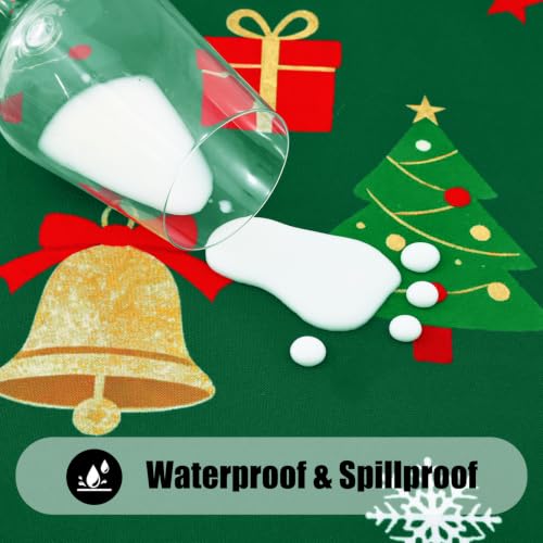 Smiry Christmas Green Tablecloth 6 ft Elastic Polyester 30 x 72 in (2 Pack)