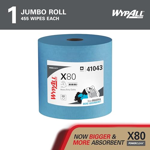 Heavy Duty Blue Cleaning Cloths - Jumbo Roll, 455 Absorbent Towels for Industrial Use
