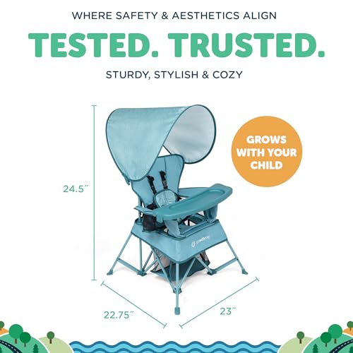 Baby Delight Go With Me Venture Portable Toddler Chair with Sun Canopy - Blue Wave