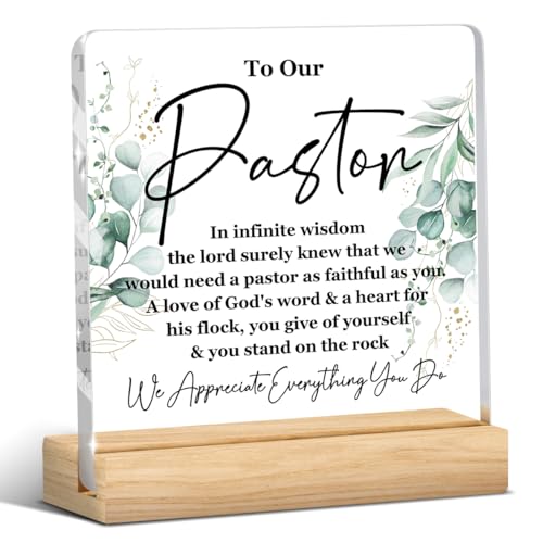 Pastor Appreciation Gift Acrylic Sign Christmas Christian Pastor Giftsr for Women Men Pastor Wife Appreciation Gifts Home Office Decor