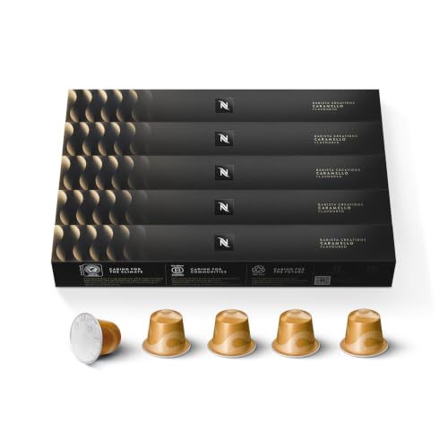 Nespresso Original Caramello Coffee Pods - Medium Roast, 50-Count Pack - Flavored Espresso Capsules with Nutty Caramel Notes