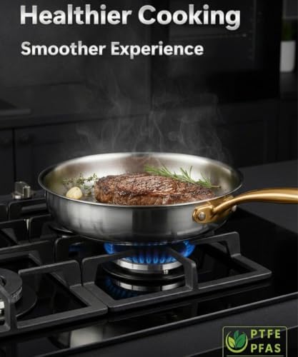 10-Inch Titanium Hammered Frying Pan with Lid - Non-Toxic, Induction Ready