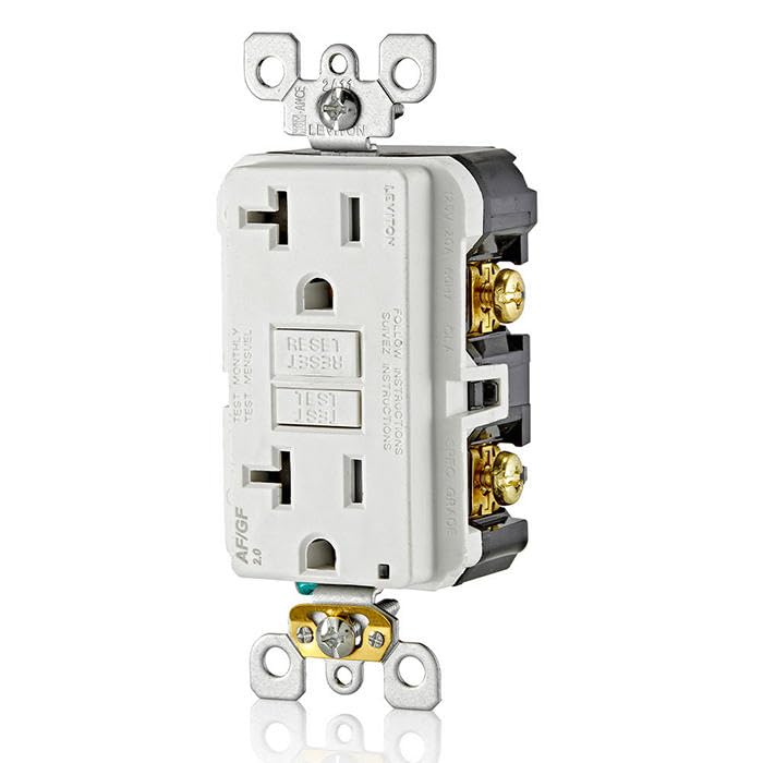 Leviton White 20A Dual-Function AFCI/GFCI Outlet AGTR2-W with Test Reset