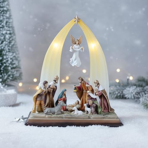 Comfy Hour 12.5-Inch Nativity Scene - Hand-Painted Resin Christmas Display