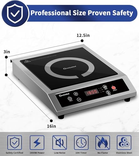 Stainless Steel Induction Cooktop, Professional-Grade Portable Burner