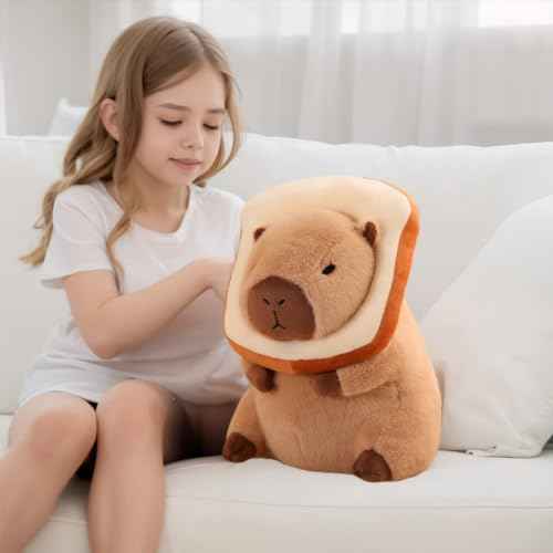 12 Inch Cute Capybara Plush Kawaii Soft Capybara Plush Doll Pillow with Bread Capybara Stuffed Aniamls Toys for Girls Kids Adults Birthdays Valentines Gift (Capybara Plush for Kids)