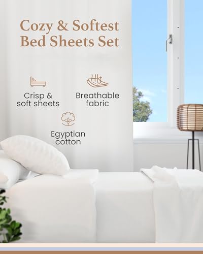 Good Sleep Bedding Full Size Egyptian Cotton Sheets Set - White, 4 Piece, Model 01