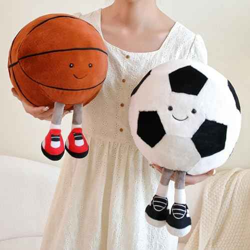 13.7inch Football Plush Toys Soft Stuffed Sports Plush Balls Cute Fun American Soccer Doll Toys with feet Creative Football Spherical Decor Throw Pillow for Christmas Kids Gift (Football)