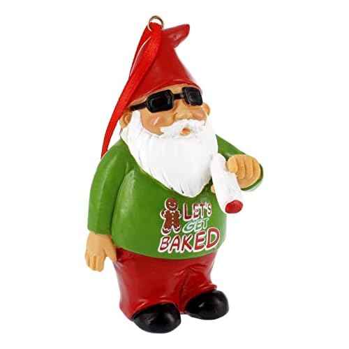 Gnometastic Smoking Let's Get Baked Gnome Ornament - Inappropriate Funny Christmas Ornaments for Adults, Stocking Stuffers & White Elephant Gifts for Adults, 3.5 Inch