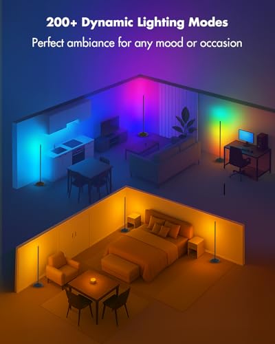Vexinat Black Smart RGB LED Corner Floor Lamp - App & Remote Control