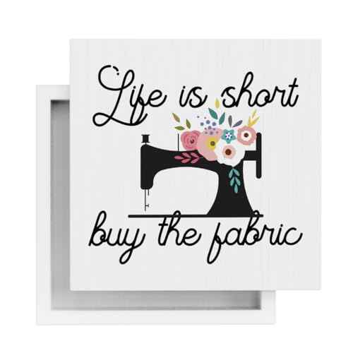 SENJIAN Sewing Room Decor Sewing Supplies Birthday Wooden Box Sign for Home Office Bedroom Living Room Desk Table Decoration