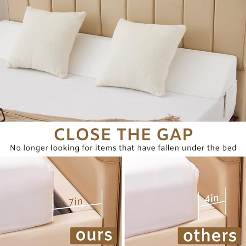Bedluxe King Bed Wedge Pillow for Headboard 76x10x6 Inches, White, Fill the 0-7 Inch Gap