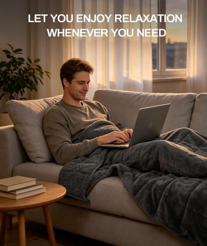 Weighted Blanket 15lbs for Adults - Sherpa Fleece Dual-Sided Plush, 48x72 inch Dark Grey