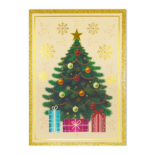 Decorably 16-Pack Gold Foil & Embossed Christmas Cards 5x7in with Envelopes