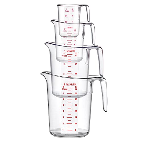 Measuring Cups Set 4-Piece Food-Grade Plastic Kitchen Tools - 1/2/4/8-Cup Variations