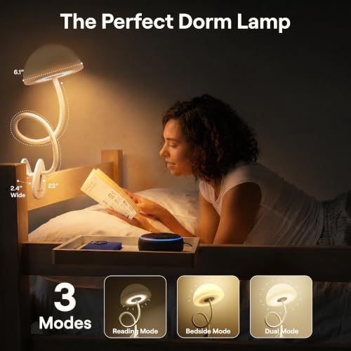 Smallish Shroommate Dorm Room Clip-On Bed Light - White