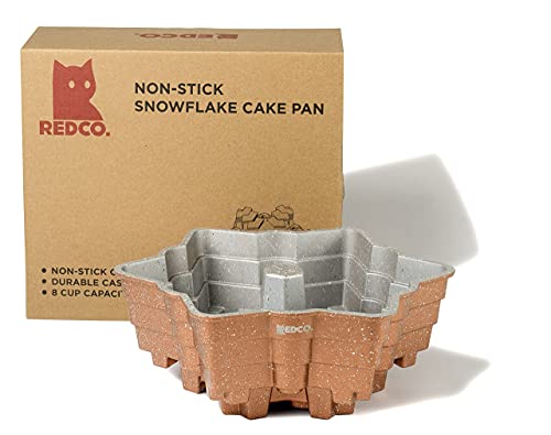 Snowflake Cake Pan 8-Cup Cast Aluminum Nonstick 9.5in Copper