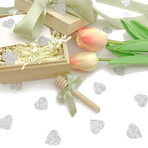Heart Confetti Glittery Sliver Love | Valentine's Day Wedding Anniversary Engagement Bachelorette Party Festival Decoration Supplies | Eco-friendly PVC | 45g 1.6OZ 450Pcs