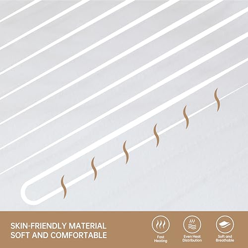 Bwarm White King Size Electric Heated Mattress Pad 78" x 80" with 9 Heat Settings